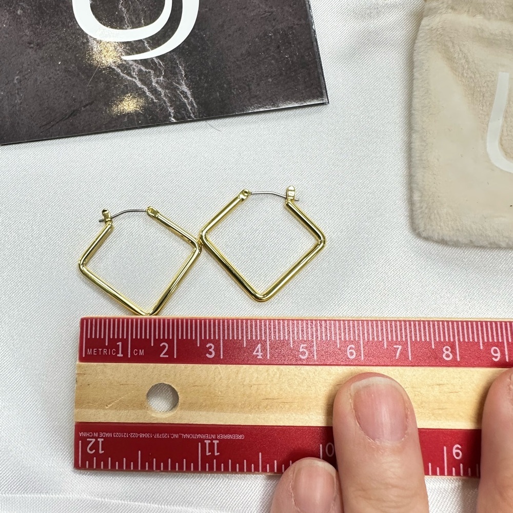 Uncommon James Polished Gold Square Hoop Earrings - Picture 2 of 5